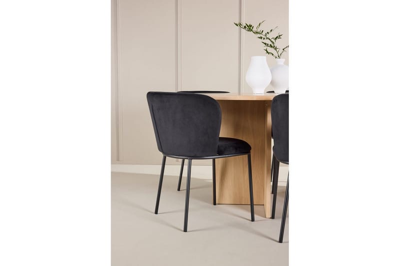 Ruokaryhmä Strada Pyöreä 120/170 cm Valkoinen Edina-tuoleilla 6 kpl, Musta - 6 kpl, Musta - Huonekalut - Pöytä & ruokailuryhmä - Ruokailuryhmä