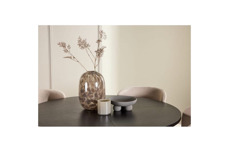 Ruokaryhmä Strada Pyöreä 120/170 cm Musta Astoria-tuoleilla 4 kpl, Beige - 4 kpl, Beige - Huonekalut - Pöytä & ruokailuryhmä - Ruokailuryhmä