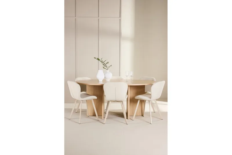Ruokaryhmä Strada Pyöreä 120/170 cm Valkoinen Lilja-tuoleilla 6 kpl - 6 kpl - Huonekalut - Pöytä & ruokailuryhmä - Ruokailuryhmä