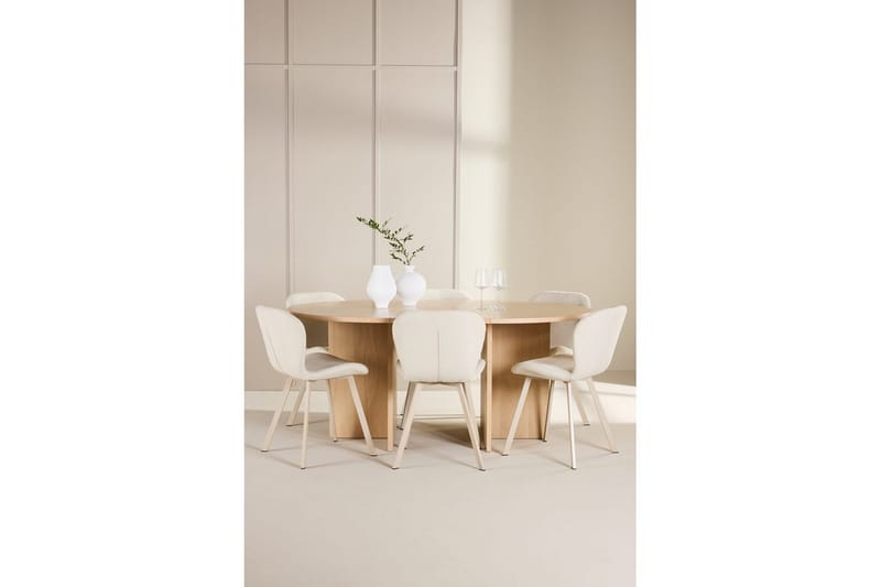 Ruokaryhmä Strada Pyöreä 120/170 cm Valkoinen Lilja-tuoleilla 6 kpl - 6 kpl - Huonekalut - Pöytä & ruokailuryhmä - Ruokailuryhmä