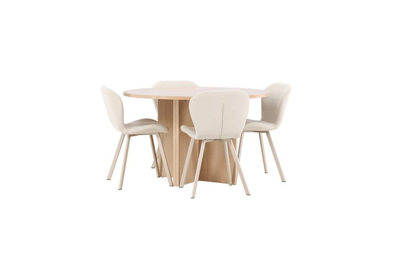 Ruokaryhmä Strada Pyöreä 120/170 cm Valkoinen Lilja-tuoleilla 4 kpl - 4 kpl - Huonekalut - Pöytä & ruokailuryhmä - Ruokailuryhmä