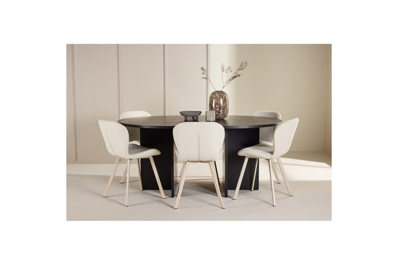 Ruokaryhmä Strada Pyöreä 120/170 cm Musta Lilja-tuoleilla 6 kpl - 6 kpl - Huonekalut - Pöytä & ruokailuryhmä - Ruokailuryhmä