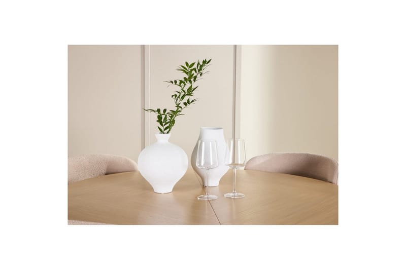 Ruokaryhmä Strada Pyöreä 120/170 cm Valkoinen Astoria-tuoleilla 4 kpl, Beige - 4 kpl, Beige - Huonekalut - Pöytä & ruokailuryhmä - Ruokailuryhmä