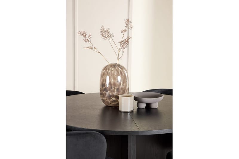 Ruokaryhmä Strada Pyöreä 120/170 cm Musta Edina-tuoleilla 4 kpl, Musta - 4 kpl, Musta - Huonekalut - Pöytä & ruokailuryhmä - Ruokailuryhmä