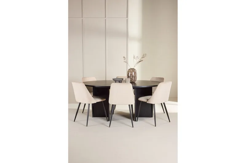 Ruokaryhmä Strada Pyöreä 120/170 cm Musta Night-tuoleilla 6 kpl - 6 kpl - Huonekalut - Pöytä & ruokailuryhmä - Ruokailuryhmä