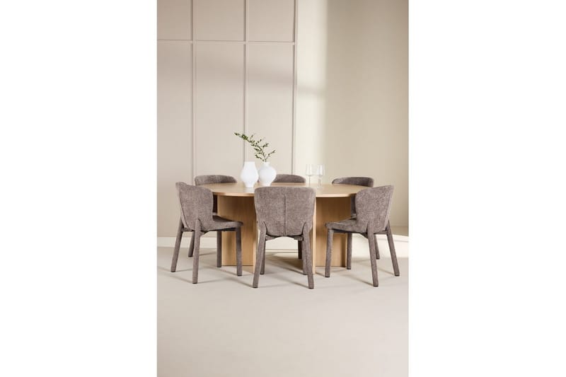 Ruokaryhmä Strada Pyöreä 120/170 cm Valkoinen Astoria-tuoleilla 6 kpl, Ruskea - 6 kpl, Ruskea - Huonekalut - Pöytä & ruokailuryhmä - Ruokailuryhmä