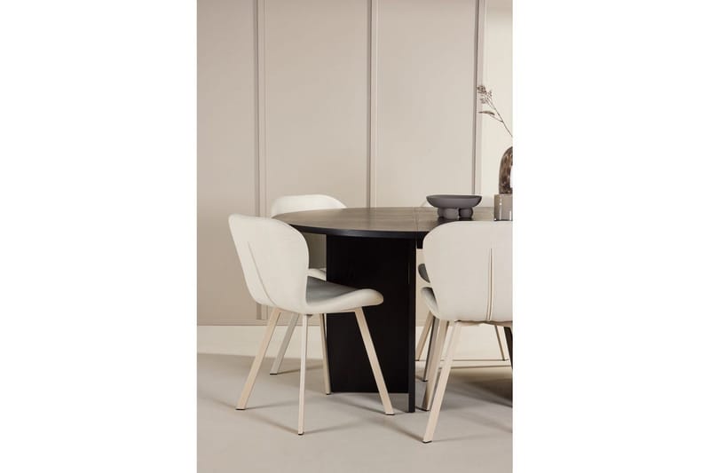 Ruokaryhmä Strada Pyöreä 120/170 cm Musta Lilja-tuoleilla 6 kpl - 6 kpl - Huonekalut - Pöytä & ruokailuryhmä - Ruokailuryhmä