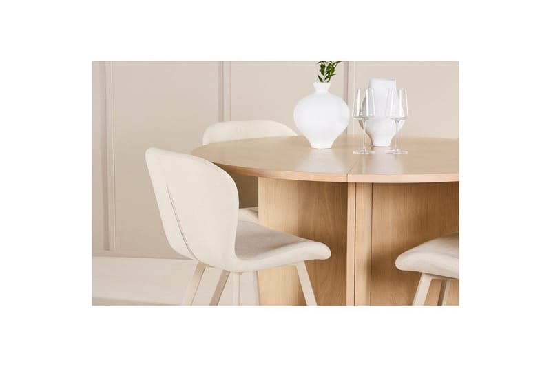 Ruokaryhmä Strada Pyöreä 120/170 cm Valkoinen Lilja-tuoleilla 4 kpl - 4 kpl - Huonekalut - Pöytä & ruokailuryhmä - Ruokailuryhmä