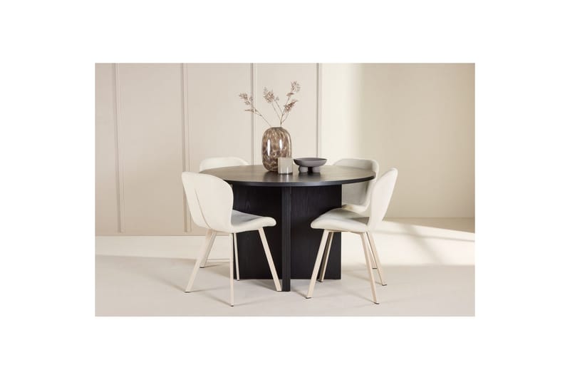 Ruokaryhmä Strada Pyöreä 120/170 cm Musta Lilja-tuoleilla 4 kpl - 4 kpl - Huonekalut - Pöytä & ruokailuryhmä - Ruokailuryhmä