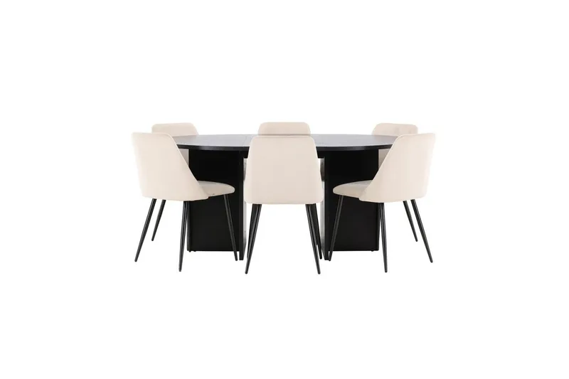 Ruokaryhmä Strada Pyöreä 120/170 cm Musta Night-tuoleilla 6 kpl, 6 kpl