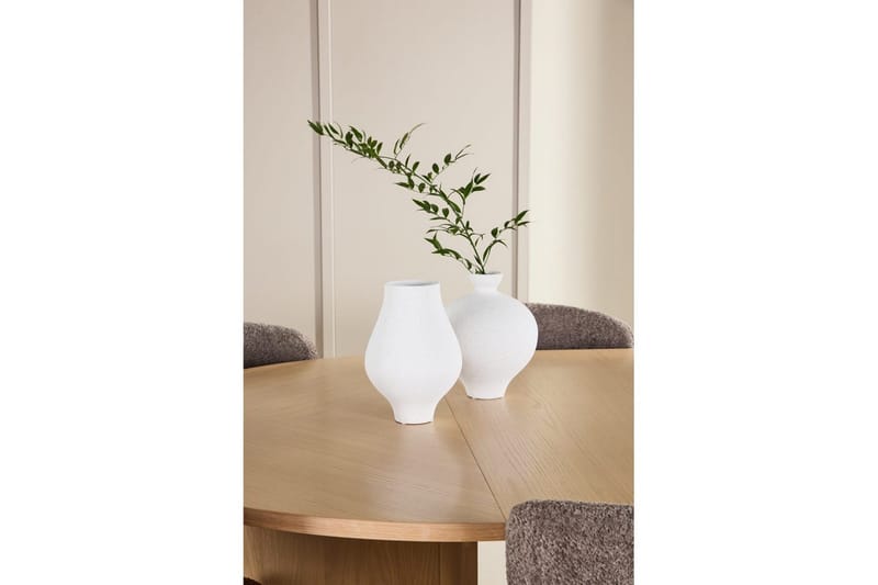 Ruokaryhmä Strada Pyöreä 120/170 cm Valkoinen Astoria-tuoleilla 6 kpl, Ruskea - 6 kpl, Ruskea - Huonekalut - Pöytä & ruokailuryhmä - Ruokailuryhmä