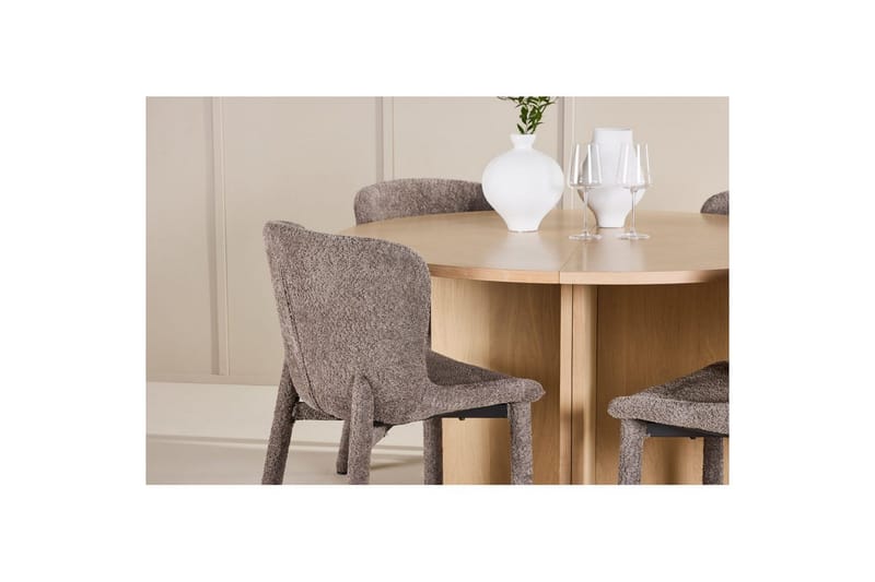 Ruokaryhmä Strada Pyöreä 120/170 cm Valkoinen Astoria-tuoleilla 4 kpl, Ruskea - 4 kpl, Ruskea - Huonekalut - Pöytä & ruokailuryhmä - Ruokailuryhmä