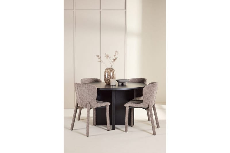 Ruokaryhmä Strada Pyöreä 120/170 cm Musta Astoria-tuoleilla 4 kpl, Ruskea - 4 kpl, Ruskea - Huonekalut - Pöytä & ruokailuryhmä - Ruokailuryhmä