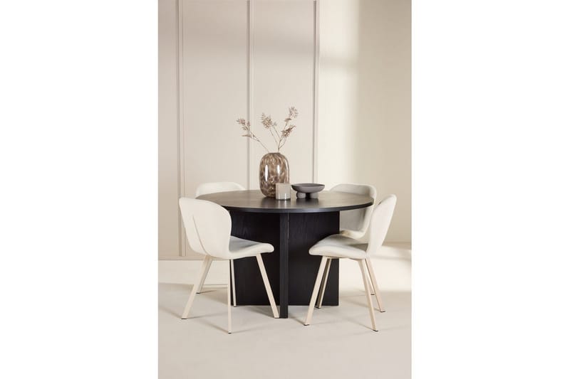 Ruokaryhmä Strada Pyöreä 120/170 cm Musta Lilja-tuoleilla 4 kpl - 4 kpl - Huonekalut - Pöytä & ruokailuryhmä - Ruokailuryhmä