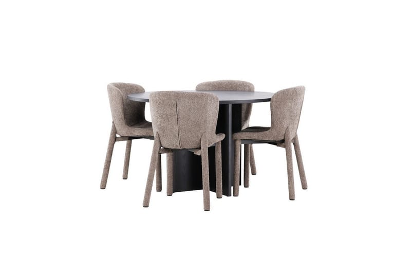 Ruokaryhmä Strada Pyöreä 120/170 cm Musta Astoria-tuoleilla 4 kpl, Ruskea - 4 kpl, Ruskea - Huonekalut - Pöytä & ruokailuryhmä - Ruokailuryhmä