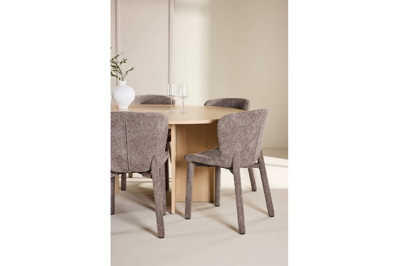 Ruokaryhmä Strada Pyöreä 120/170 cm Valkoinen Astoria-tuoleilla 6 kpl, Ruskea - 6 kpl, Ruskea - Huonekalut - Pöytä & ruokailuryhmä - Ruokailuryhmä