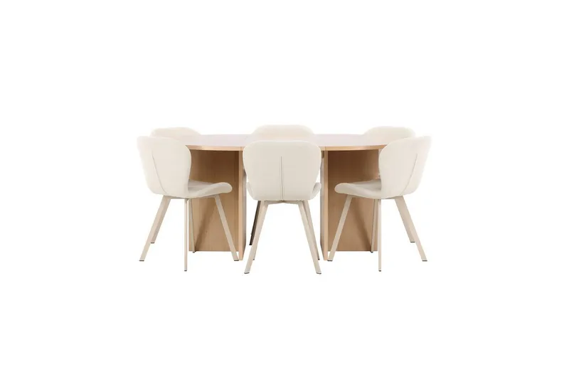 Ruokaryhmä Strada Pyöreä 120/170 cm Valkoinen Lilja-tuoleilla 6 kpl, 6 kpl