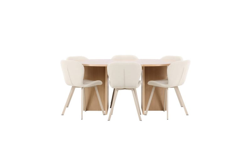 Ruokaryhmä Strada Pyöreä 120/170 cm Valkoinen Lilja-tuoleilla 6 kpl, 6 kpl