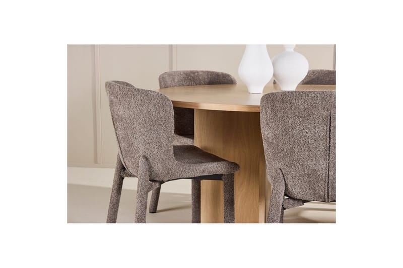 Ruokaryhmä Strada Pyöreä 120/170 cm Valkoinen Astoria-tuoleilla 6 kpl, Ruskea - 6 kpl, Ruskea - Huonekalut - Pöytä & ruokailuryhmä - Ruokailuryhmä