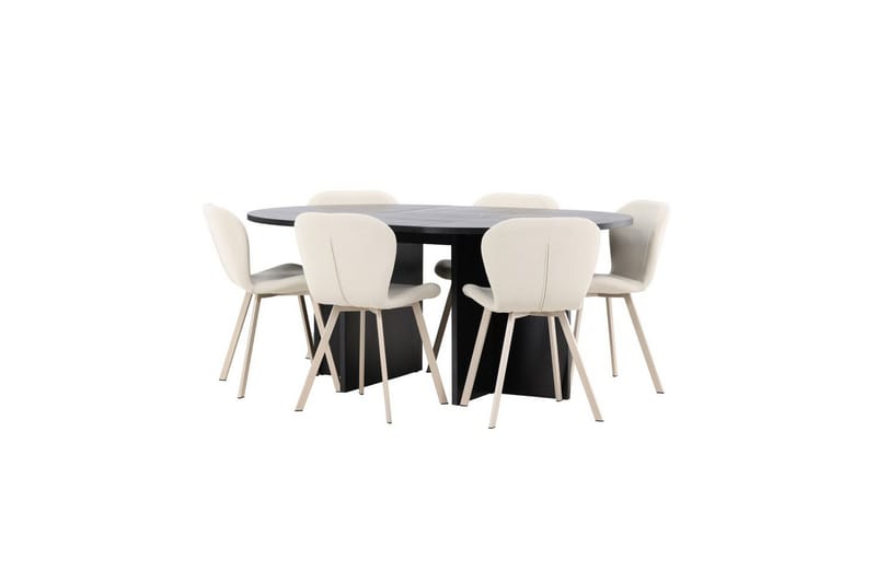 Ruokaryhmä Strada Pyöreä 120/170 cm Musta Lilja-tuoleilla 6 kpl - 6 kpl - Huonekalut - Pöytä & ruokailuryhmä - Ruokailuryhmä
