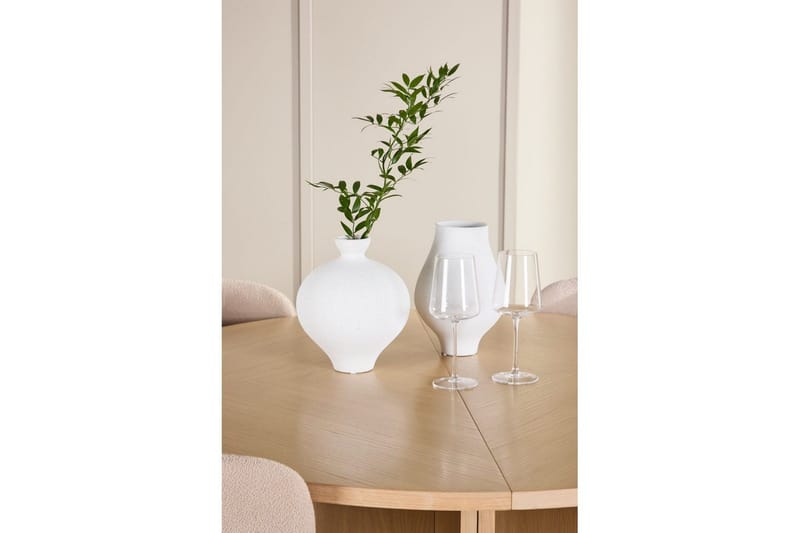 Ruokaryhmä Strada Pyöreä 120/170 cm Valkoinen Astoria-tuoleilla 4 kpl, Beige - 4 kpl, Beige - Huonekalut - Pöytä & ruokailuryhmä - Ruokailuryhmä