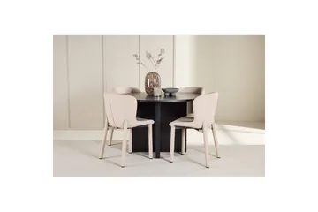 Ruokaryhmä Strada Pyöreä 120/170 cm Musta Astoria-tuoleilla 4 kpl, Beige - 4 kpl, Beige - Huonekalut - Pöytä & ruokailuryhmä - Ruokailuryhmä