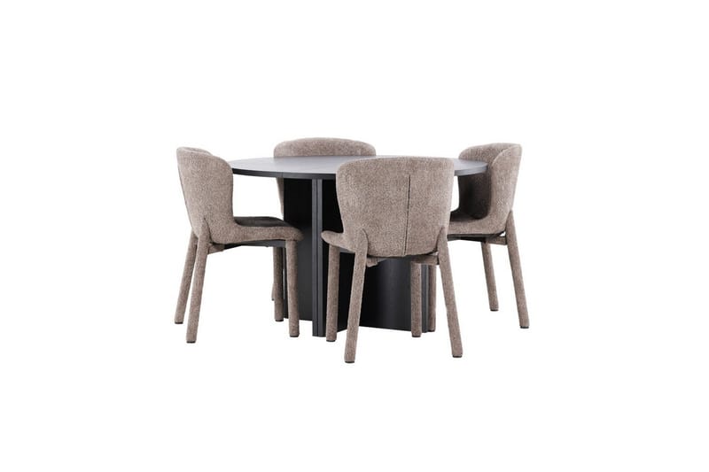 Ruokaryhmä Strada Pyöreä 120/170 cm Musta Astoria-tuoleilla 4 kpl, Ruskea - 4 kpl, Ruskea - Huonekalut - Pöytä & ruokailuryhmä - Ruokailuryhmä