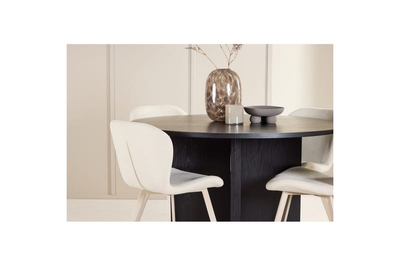 Ruokaryhmä Strada Pyöreä 120/170 cm Musta Lilja-tuoleilla 4 kpl - 4 kpl - Huonekalut - Pöytä & ruokailuryhmä - Ruokailuryhmä