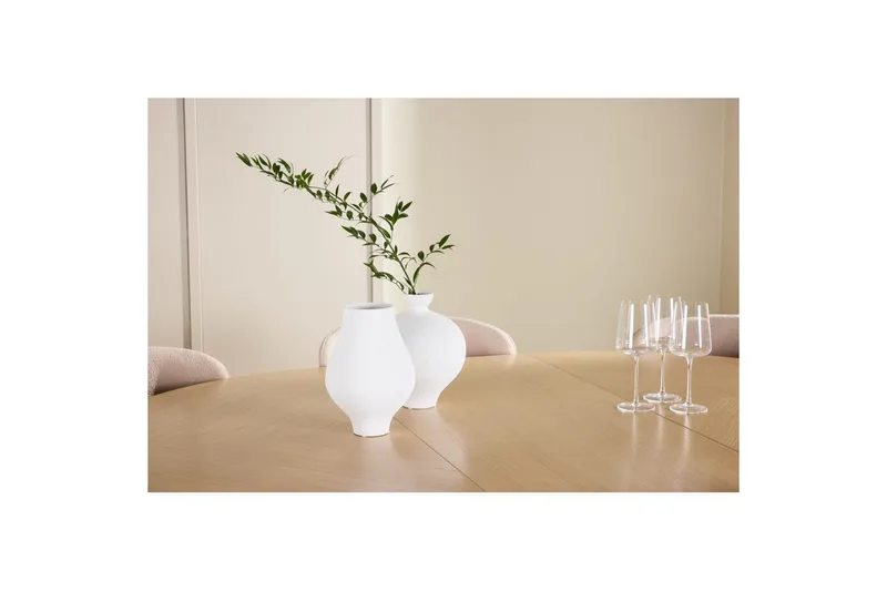 Ruokaryhmä Strada Pyöreä 120/170 cm Valkoinen Astoria-tuoleilla 6 kpl, Beige - 6 kpl, Beige - Huonekalut - Pöytä & ruokailuryhmä - Ruokailuryhmä