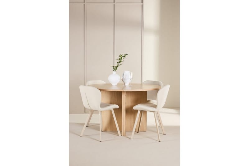 Ruokaryhmä Strada Pyöreä 120/170 cm Valkoinen Lilja-tuoleilla 4 kpl - 4 kpl - Huonekalut - Pöytä & ruokailuryhmä - Ruokailuryhmä