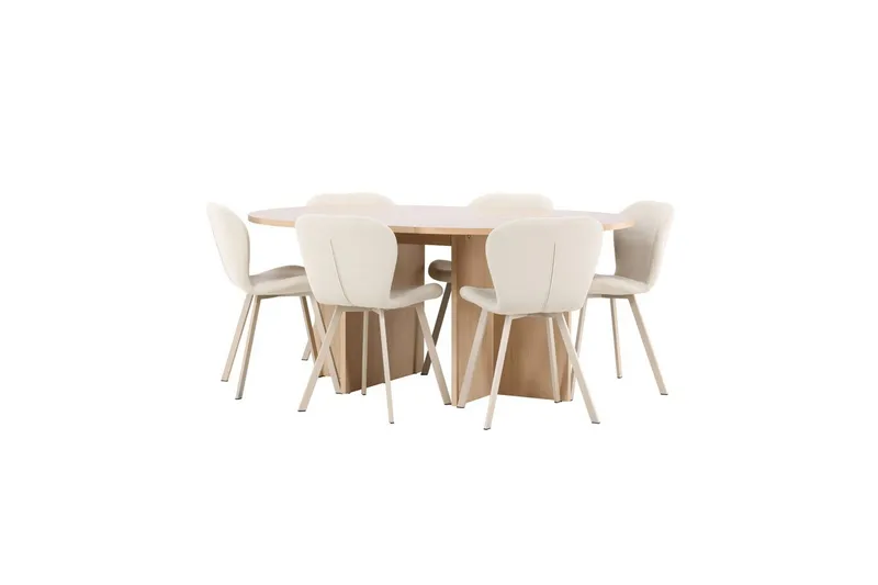 Ruokaryhmä Strada Pyöreä 120/170 cm Valkoinen Lilja-tuoleilla 6 kpl - 6 kpl - Huonekalut - Pöytä & ruokailuryhmä - Ruokailuryhmä