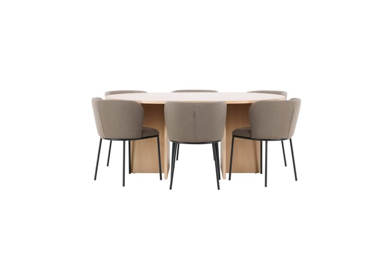 Ruokaryhmä Strada Pyöreä 120/170 cm Valkoinen Edina-tuoleilla 6 kpl, Musta / Ruskea, 6 kpl, Musta / Ruskea