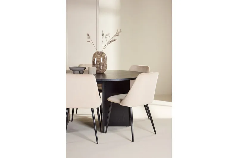 Ruokaryhmä Strada Pyöreä 120/170 cm Musta Night-tuoleilla 6 kpl - 6 kpl - Huonekalut - Pöytä & ruokailuryhmä - Ruokailuryhmä