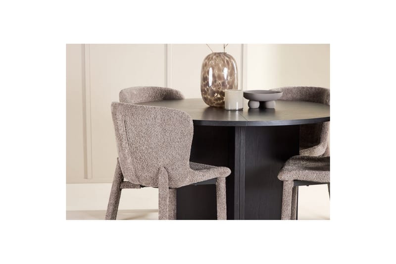 Ruokaryhmä Strada Pyöreä 120/170 cm Musta Astoria-tuoleilla 4 kpl, Ruskea - 4 kpl, Ruskea - Huonekalut - Pöytä & ruokailuryhmä - Ruokailuryhmä