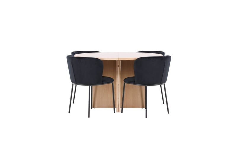 Ruokaryhmä Strada Pyöreä 120/170 cm Valkoinen Edina-tuoleilla 4 kpl, Musta, 4 kpl, Musta