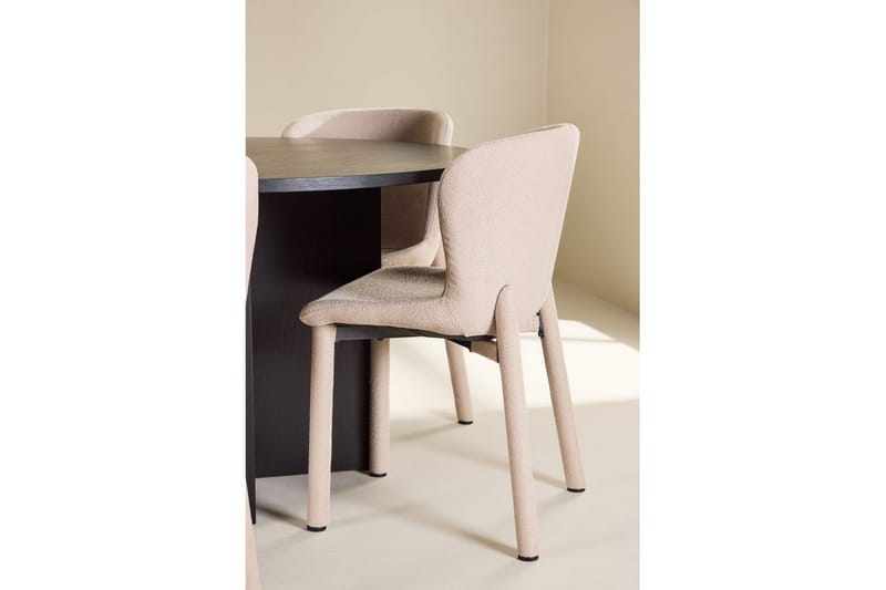 Ruokaryhmä Strada Pyöreä 120/170 cm Musta Astoria-tuoleilla 6 kpl, Beige - 6 kpl, Beige - Huonekalut - Pöytä & ruokailuryhmä - Ruokailuryhmä