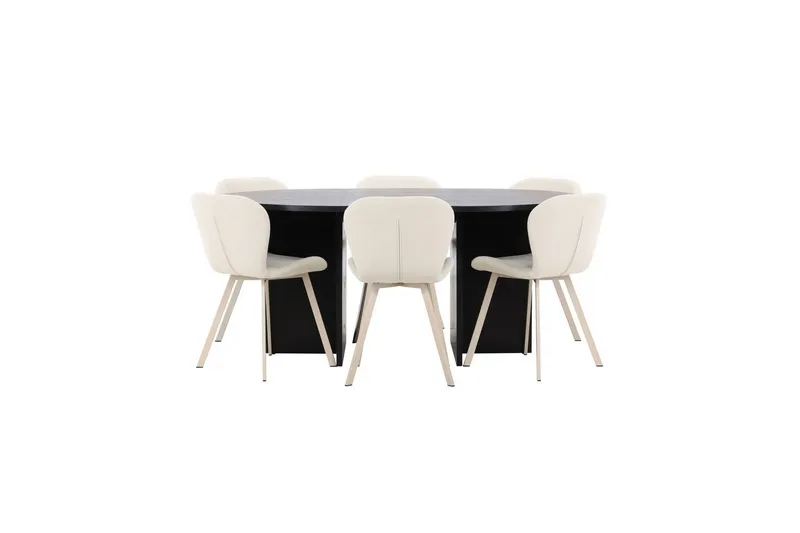 Ruokaryhmä Strada Pyöreä 120/170 cm Musta Lilja-tuoleilla 6 kpl, 6 kpl