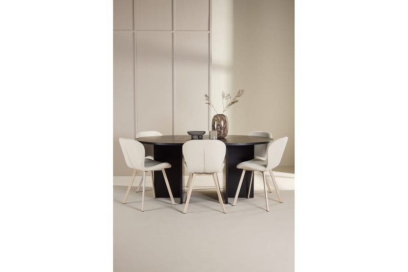 Ruokaryhmä Strada Pyöreä 120/170 cm Musta Lilja-tuoleilla 6 kpl - 6 kpl - Huonekalut - Pöytä & ruokailuryhmä - Ruokailuryhmä