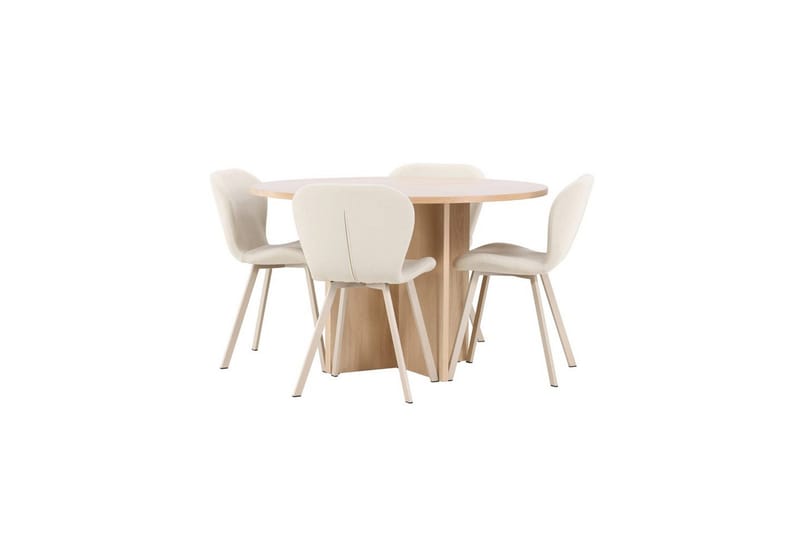 Ruokaryhmä Strada Pyöreä 120/170 cm Valkoinen Lilja-tuoleilla 4 kpl - 4 kpl - Huonekalut - Pöytä & ruokailuryhmä - Ruokailuryhmä