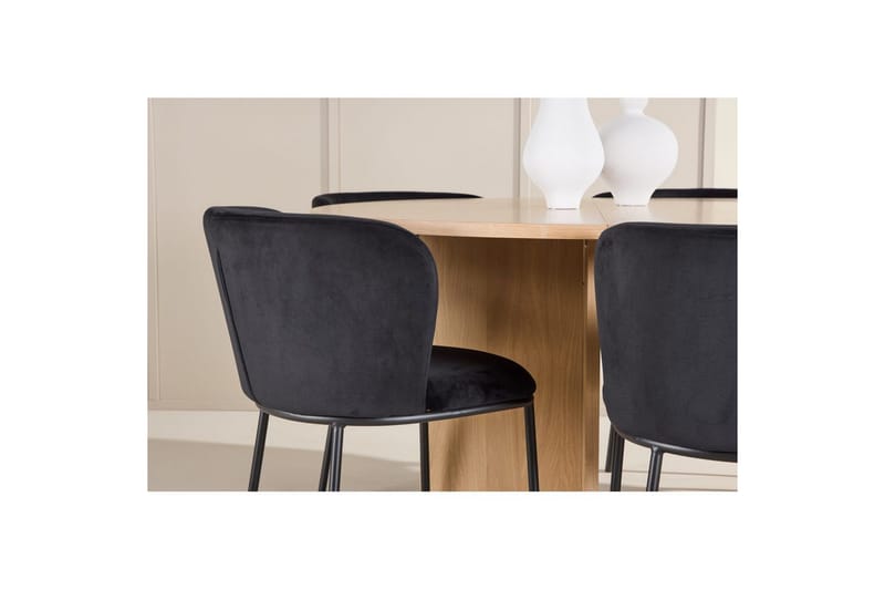 Ruokaryhmä Strada Pyöreä 120/170 cm Valkoinen Edina-tuoleilla 6 kpl, Musta - 6 kpl, Musta - Huonekalut - Pöytä & ruokailuryhmä - Ruokailuryhmä