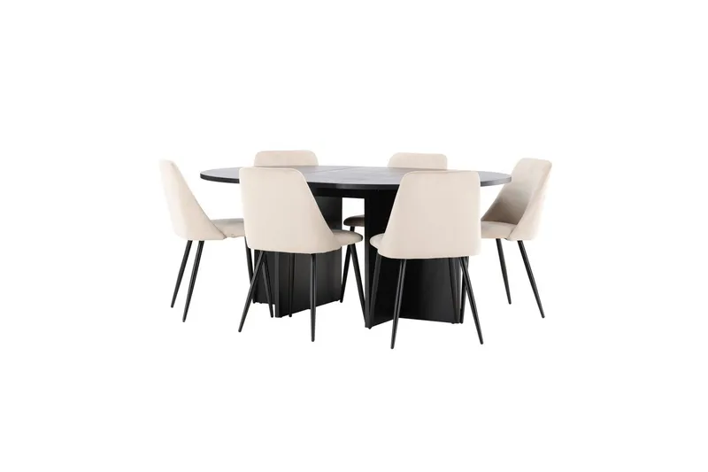 Ruokaryhmä Strada Pyöreä 120/170 cm Musta Night-tuoleilla 6 kpl - 6 kpl - Huonekalut - Pöytä & ruokailuryhmä - Ruokailuryhmä