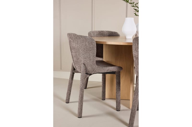 Ruokaryhmä Strada Pyöreä 120/170 cm Valkoinen Astoria-tuoleilla 6 kpl, Ruskea - 6 kpl, Ruskea - Huonekalut - Pöytä & ruokailuryhmä - Ruokailuryhmä