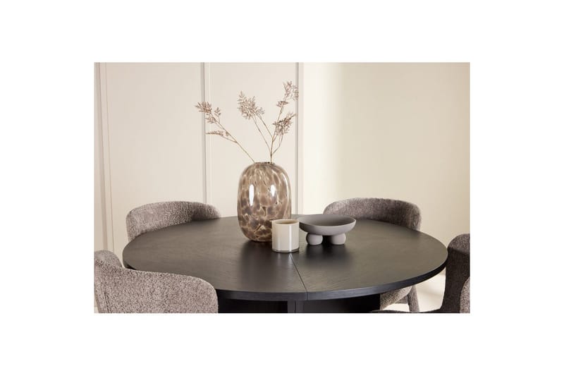 Ruokaryhmä Strada Pyöreä 120/170 cm Musta Astoria-tuoleilla 4 kpl, Ruskea - 4 kpl, Ruskea - Huonekalut - Pöytä & ruokailuryhmä - Ruokailuryhmä