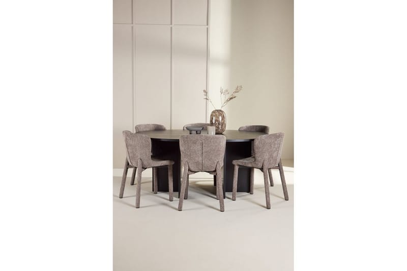 Ruokaryhmä Strada Pyöreä 120/170 cm Musta Astoria-tuoleilla 6 kpl, Ruskea - 6 kpl, Ruskea - Huonekalut - Pöytä & ruokailuryhmä - Ruokailuryhmä