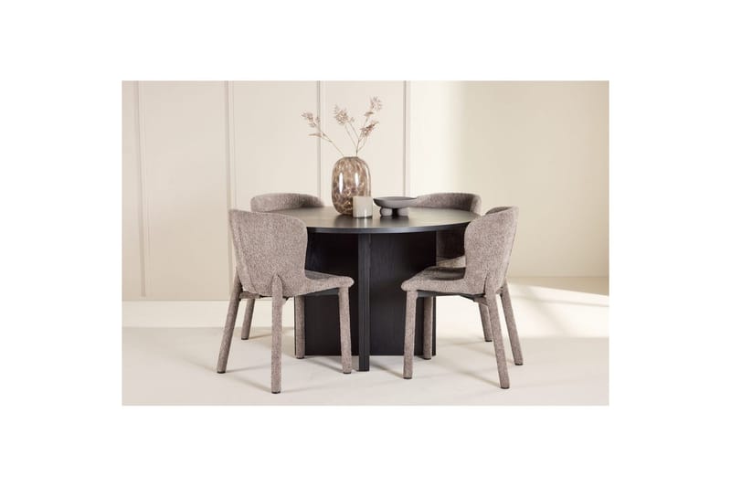 Ruokaryhmä Strada Pyöreä 120/170 cm Musta Astoria-tuoleilla 4 kpl, Ruskea - 4 kpl, Ruskea - Huonekalut - Pöytä & ruokailuryhmä - Ruokailuryhmä