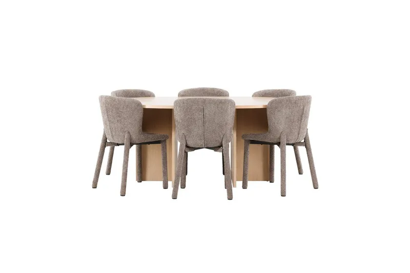 Ruokaryhmä Strada Pyöreä 120/170 cm Valkoinen Astoria-tuoleilla 6 kpl, Ruskea, 6 kpl, Ruskea