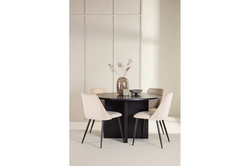 Ruokaryhmä Strada Pyöreä 120/170 cm Musta Night-tuoleilla 4 kpl - 4 kpl - Huonekalut - Pöytä & ruokailuryhmä - Ruokailuryhmä