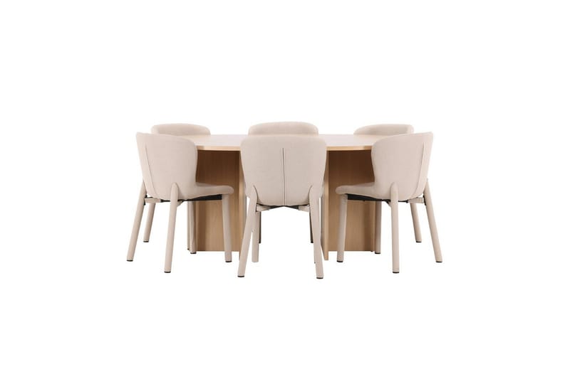 Ruokaryhmä Strada Pyöreä 120/170 cm Valkoinen Astoria-tuoleilla 6 kpl, Beige, 6 kpl, Beige
