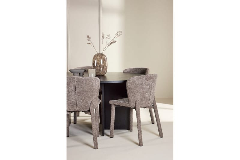 Ruokaryhmä Strada Pyöreä 120/170 cm Musta Astoria-tuoleilla 6 kpl, Ruskea - 6 kpl, Ruskea - Huonekalut - Pöytä & ruokailuryhmä - Ruokailuryhmä