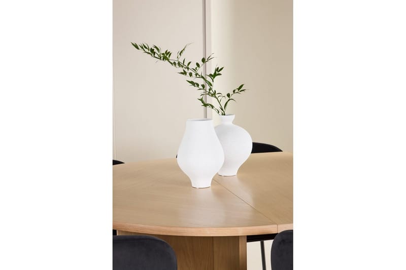 Ruokaryhmä Strada Pyöreä 120/170 cm Valkoinen Edina-tuoleilla 6 kpl, Musta - 6 kpl, Musta - Huonekalut - Pöytä & ruokailuryhmä - Ruokailuryhmä